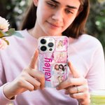 Personalized Colorful Retro Dolly Font Style Phone Case with Photos for iPhone Gift for Besties Friend or Family