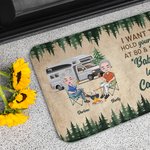 Alfombrilla de puerta personalizada I Want to Hold Your Hand at 80 and Say Baby Let's Go Camping Regalo para parejas de camping