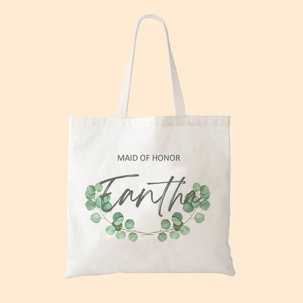 Henkilökohtainen Eucalyptus Morsiusneito Tote Bag Häät lahja laukku kannettava kangas laukku Bridal Shower Bachelorette Party lahja