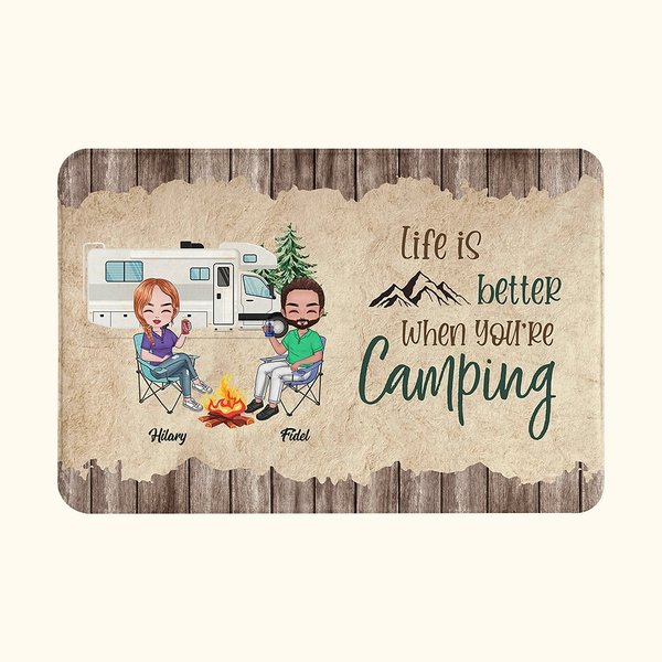 Life is Better When You're Camping Door Mat
