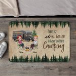 Tapis de porte personnalisé La vie est plus belle quand on fait du camping Cadeau pour couple