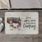 Alfombrilla de puerta personalizada Life is Better When You're Camping Regalo de aniversario