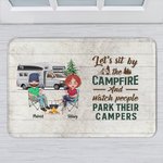 Personalised Let's Sit by the Campfire and Watch People Park Their Campers Door Mat Birthday Housewarming Gift for Couple