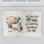 Tapis de porte personnalisé pour mari et femme, partenaires de camping pour la vie Cadeau pour couple