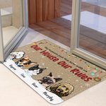 Alfombrilla de puerta personalizada Our House Our Rules Funny Pet Door Mat Birthday Christmas Gift for Dog Cat Pet Lovers