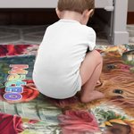 Personalized Highland Cow In a Bucket Fleece Blanket Floral Animal Name Blanket Home Decoration Christmas Birthday Gift for Highland Cow Lover