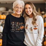 Personalisierte Halloween Spooky Saison Tanz Skelett Kürbis Sweatshirt Schädel Familie Sweatshirt Halloween Geschenk für Familie Freunde
