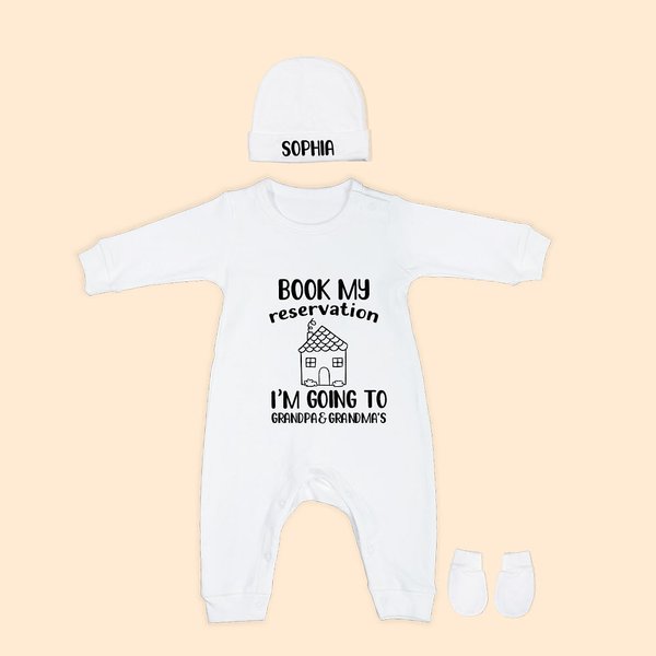 Personalized Book My Reservation Newborn Onesie Baby Announcement Bodysuit Funny Romper Newborn Gift Baby Shower Gift