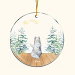 Personalizzato Angelo Cane Ornamento in ceramica acrilica Cane Memorial forma rotonda Ornamento di Natale inverno neve appendere Regalo di perdita del