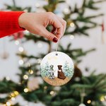 Personalizzato Angelo Cane Ornamento in ceramica acrilica Cane Memorial forma rotonda Ornamento di Natale inverno neve appendere Regalo di perdita del