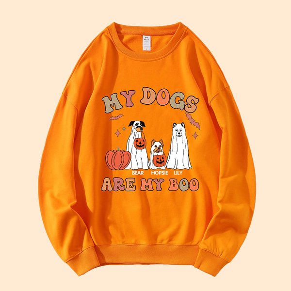 Gepersonaliseerd Grappig Halloween Hondenspook Pompoenen Sweatshirt Mijn Hond Is Mijn Boe Herfst Halloween Cadeau voor Hondenliefhebber