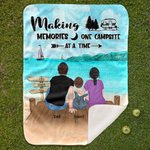Personalized Happy Memories One Campsite At A Time Blanket Flannel Blanket Birthday Housewarming Gift for Family Camping Lovers