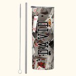 Personalised Poker 3D Playing Cards 20oz Skinny Tumbler with Straw Deck Cards Mug Travel Cup Funny Gift for Poker Player