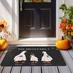 Personalisierte Halloween Geist Gänse Kürbis Fußmatte mit Familienname Halloween Geschenk für Familie Freund Bauernhof Haus Küche Boden Dekor