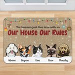 Alfombrilla de puerta personalizada Our House Our Rules Funny Pet Door Mat Birthday Christmas Gift for Dog Cat Pet Lovers