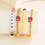 Personligt penna äpple lera pärla stretcharmband kreativt stapelbart armband tillbaka till skolan lärare uppskattning gåva