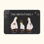 Personalisierte Halloween Geist Gänse Kürbis Fußmatte mit Familienname Halloween Geschenk für Familie Freund Bauernhof Haus Küche Boden Dekor
