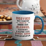 Personalised Besties Here's To Another Year Of Bonding Over Alcohol Tolerating Idiots Ceramic Mug Christmas Day Gift for Besties