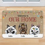 Personalized Welcome to Our Home Funny Pet Door Mat Birthday Christmas Gift for Dog Cat Pet Lovers