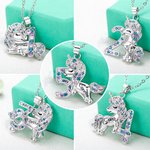 Personalized Lucky Fantasy Unicorn Necklace with Kid Name for 1-9 Year-Old Girls Birthday Christmas Back to School Gift