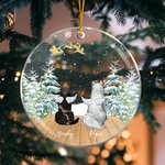 Personalizzato Angelo Cane Ornamento in ceramica acrilica Cane Memorial forma rotonda Ornamento di Natale inverno neve appendere Regalo di perdita del