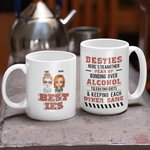 Personalised Besties Here's To Another Year Of Bonding Over Alcohol Tolerating Idiots Ceramic Mug Christmas Day Gift for Besties