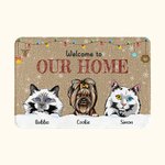 Personalized Welcome to Our Home Funny Pet Door Mat Birthday Christmas Gift for Dog Cat Pet Lovers
