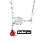 Collier Personnalisé avec Pierre de Naissance Pendentif en Forme de Verre à Vin et Goutte de Vin Cadeau de Noël Fête des Mères pour Maman