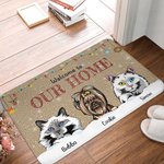 Personalized Welcome to Our Home Funny Pet Door Mat Birthday Christmas Gift for Dog Cat Pet Lovers
