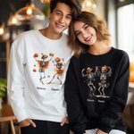 Personalisierte Halloween Spooky Saison Tanz Skelett Kürbis Sweatshirt Schädel Familie Sweatshirt Halloween Geschenk für Familie Freunde