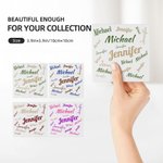 Personalized Set of 2 Square Signature Style Ceramic Coaster with Cork Bottom Super Absorbent Gift for Couple Family