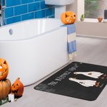 Personalisierte Halloween Geist Gänse Kürbis Fußmatte mit Familienname Halloween Geschenk für Familie Freund Bauernhof Haus Küche Boden Dekor