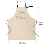 Gepersonaliseerde Chef-kok in opleiding Waterdicht schort met 2 zakken Keuken Housewarming Gift voor koken Beginner koken Lover