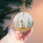 Personalizzato Angelo Cane Ornamento in ceramica acrilica Cane Memorial forma rotonda Ornamento di Natale inverno neve appendere Regalo di perdita del