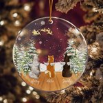 Personalizzato Angelo Cane Ornamento in ceramica acrilica Cane Memorial forma rotonda Ornamento di Natale inverno neve appendere Regalo di perdita del