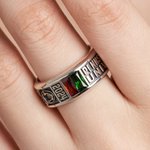 Bague en Argent Personnalisé avec Pierres de Naissance Nom Année Motif Sculptés Cadeau Anniversaire Fin d'Études pour Camarades de Classe Amis