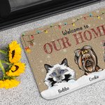 Personalized Welcome to Our Home Funny Pet Door Mat Birthday Christmas Gift for Dog Cat Pet Lovers