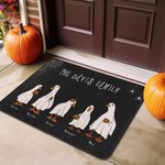 Personalisierte Halloween Geist Gänse Kürbis Fußmatte mit Familienname Halloween Geschenk für Familie Freund Bauernhof Haus Küche Boden Dekor