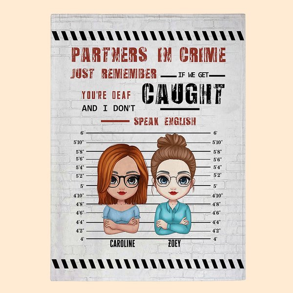 Personalizada Partners ln Crime Soul Sister Manta de forro polar Sherpa Manta suave y cálida estilo ladrillo para la mejor amiga