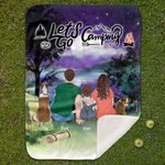 Personalized Night Camping Flannel Sherpa Blanket Birthday Gift for Family Camping Lovers