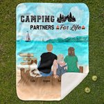 Personalisierte Camping Partner für das Leben Flanell Sherpa Decke Jahrestag Geschenk für Ehepaar