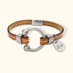 Personalized Equestrian Horsebit Leather Magnetic Bracelet with Name Horse Lovers Jewelry Birthday Mother's Day Gift for Woman Girl