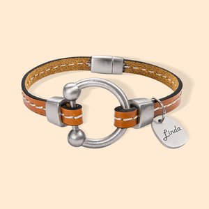 Bracciale magnetico in pelle con morsetto equestre personalizzato con nome di amante del cavallo Gioielli per compleanno e festa della mamma per donna