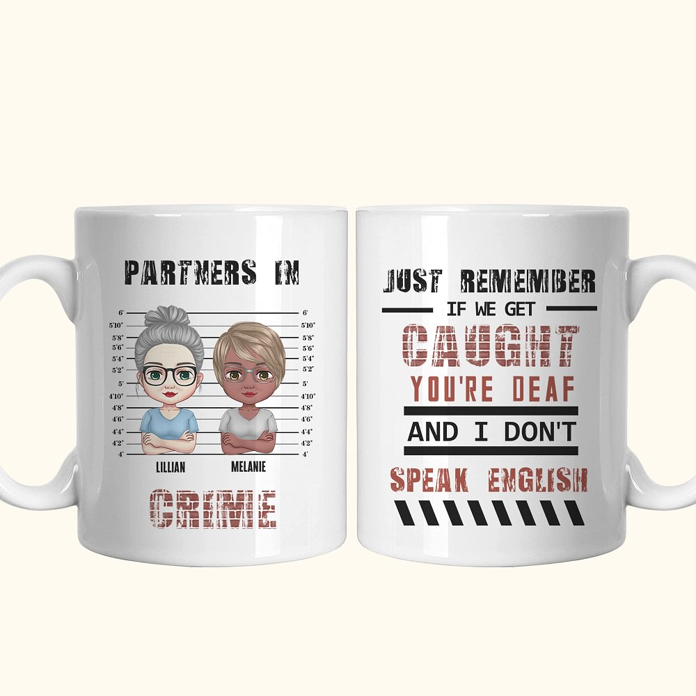 Tasse en céramique "Partners In Crime Just Remember" Tasse pour les meilleurs amis Cadeau d'amitié pour les meilleurs amis