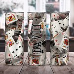 Personalised Poker 3D Playing Cards 20oz Skinny Tumbler with Straw Deck Cards Mug Travel Cup Funny Gift for Poker Player