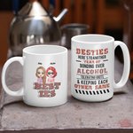 Personalized Besties Here's To Another Year Of Bonding Over Alcohol Ceramic Mug Besties Christmas Gift for Sisters Girls