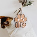 Personalized Reindeer Paw Print Wooden Stocking Name Tag Ornament Christmas Tree Decor Holiday Party Gift for Family Kids