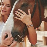 Personalized Equestrian Horsebit Leather Magnetic Bracelet with Name Horse Lovers Jewelry Birthday Mother's Day Gift for Woman Girl