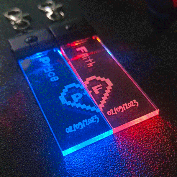 Personalized Pair of LED Gamer Couple Keychain Romantic Keyring Set Christmas Anniversary Gift for Gamer Couple Friend