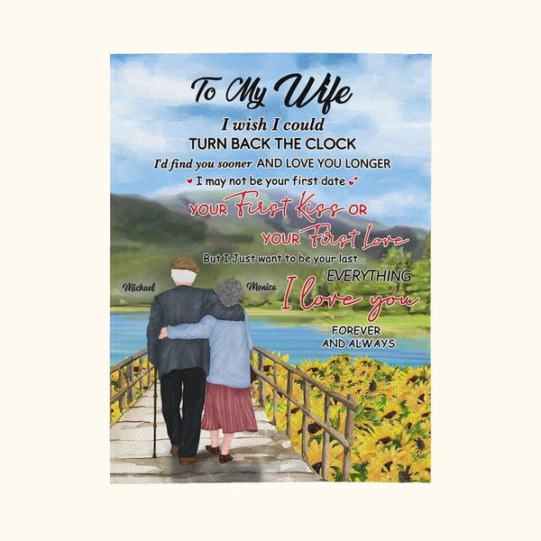 Gepersonaliseerde I Wish I Could Turn Back The Clock Deken Vrouw Cadeau Huwelijksverjaardag Cadeau